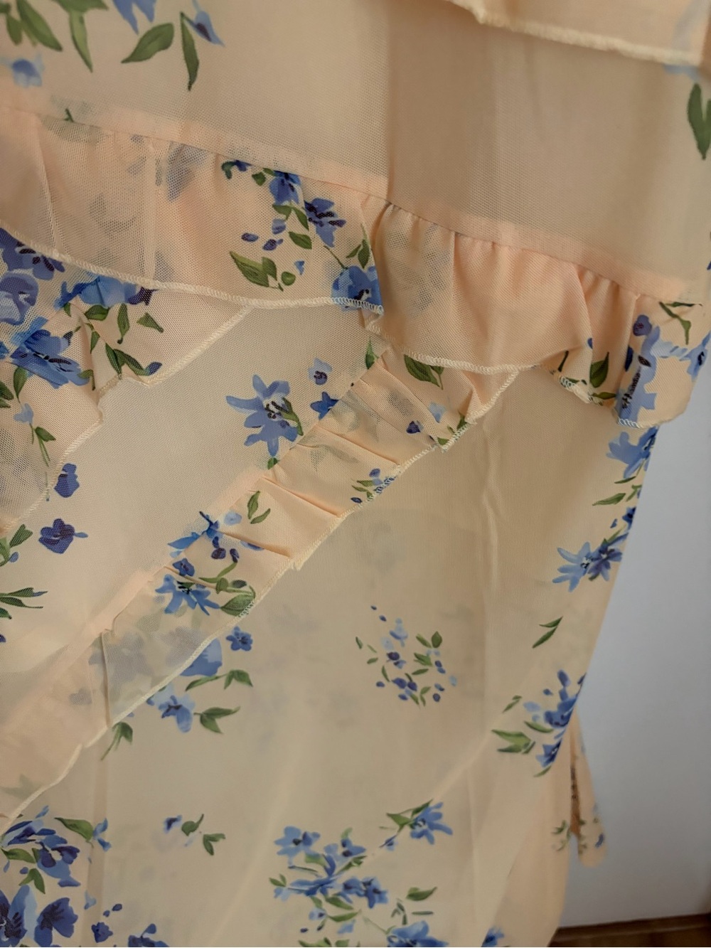 Yellow Floral Ruffle Slip Dress - Picture 3 of 6